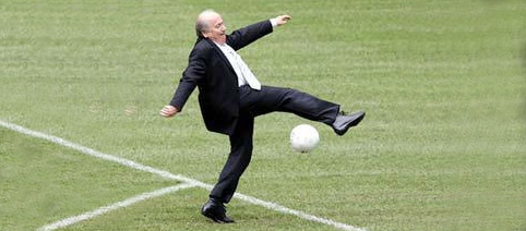Joshep Blatter playing football