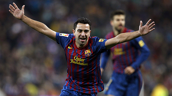 Xavi celebra el segundo gol - Madrid 1 - Barça 3 -13-12-2011