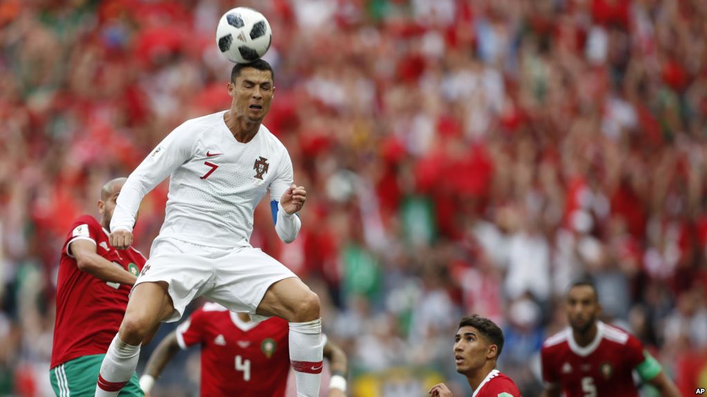 Gol de cabeza de Cristiano Ronaldo contra Marruecos