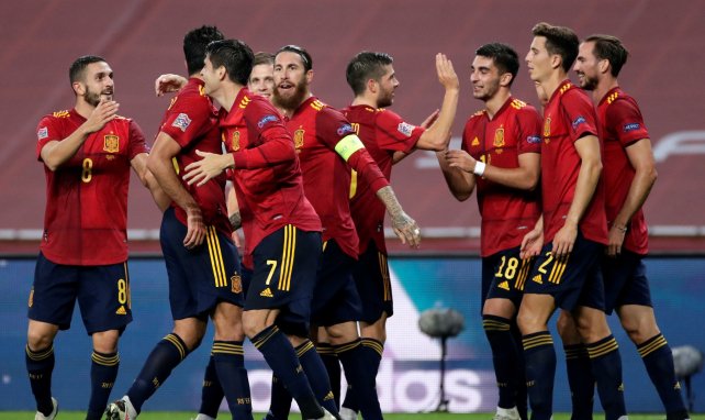 España celebra un gol contra Alemania